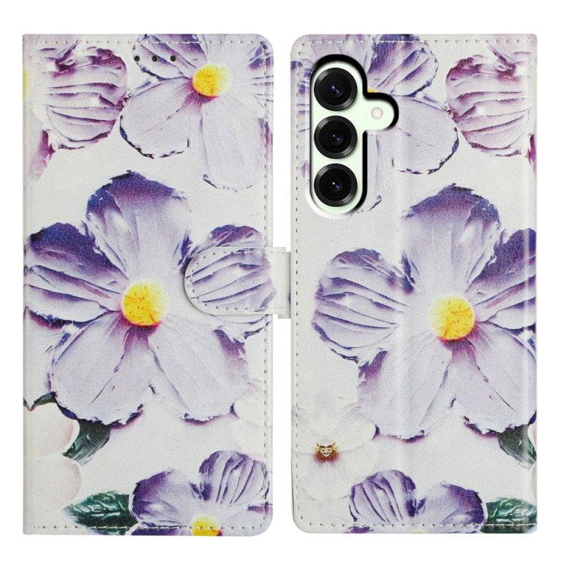 Folio-hoesje Samsung Galaxy A17 4g / 5g Telefoonhoesje Paars Bloemenpatroon