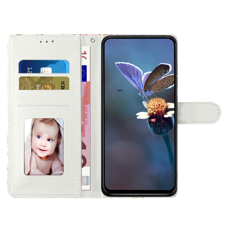 Folio-hoesje Samsung Galaxy A17 4g / 5g Telefoonhoesje Paars Bloemenpatroon
