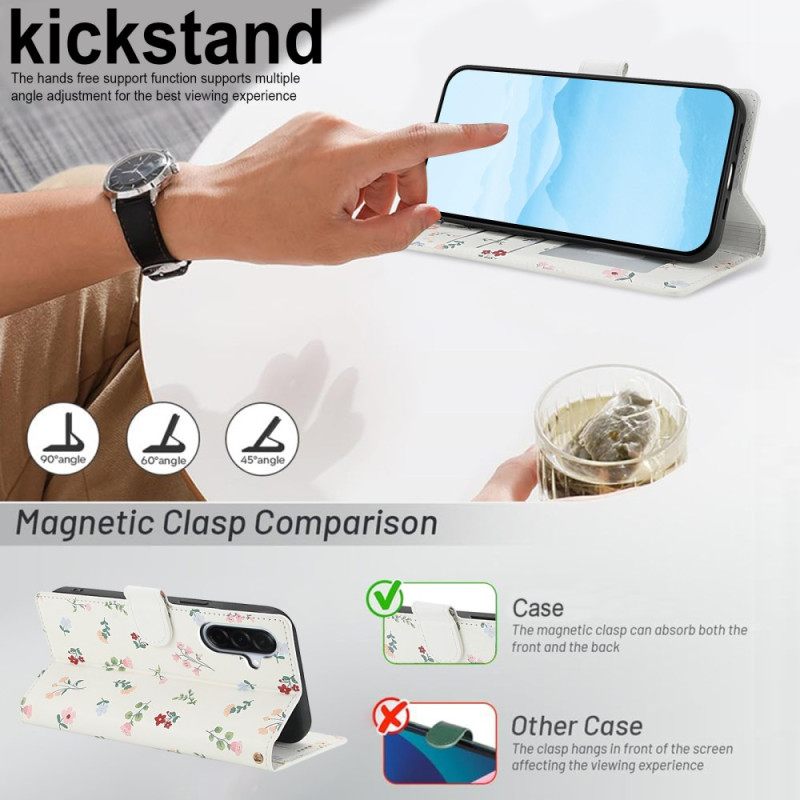 Folio-hoesje Samsung Galaxy A17 4g / 5g Telefoonhoesje Portemonnee Met Bloemenprint