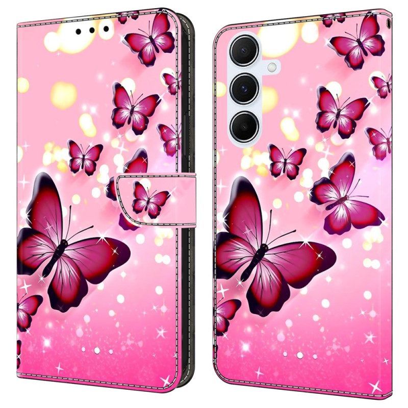 Folio-hoesje Samsung Galaxy A17 4g / 5g Telefoonhoesje Roze Vlinders