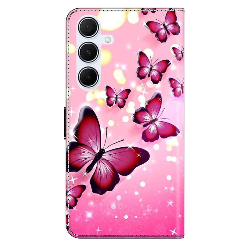 Folio-hoesje Samsung Galaxy A17 4g / 5g Telefoonhoesje Roze Vlinders