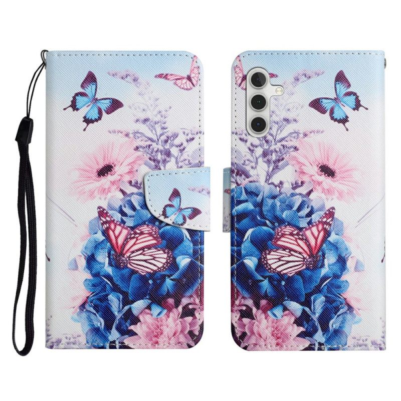 Folio-hoesje Samsung Galaxy A17 4g / 5g Vlinders En Bloemen