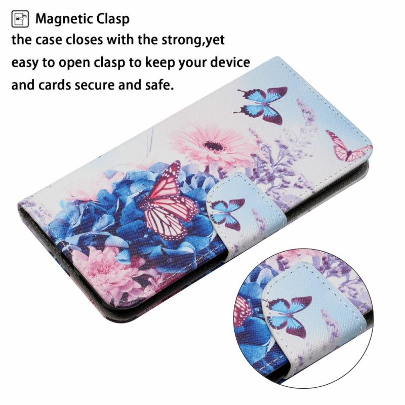 Folio-hoesje Samsung Galaxy A17 4g / 5g Vlinders En Bloemen