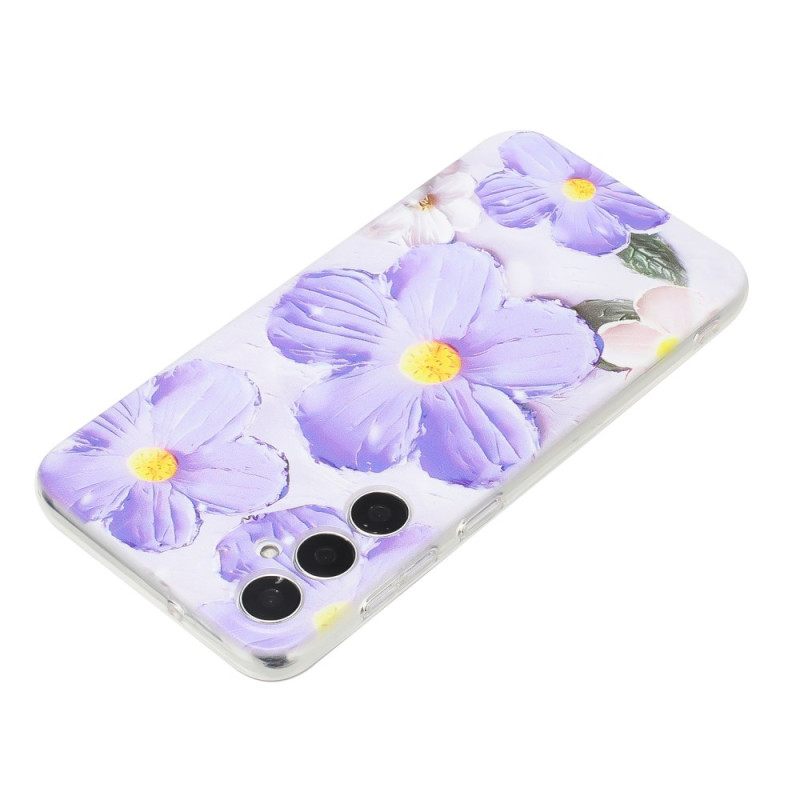 Hoesje Samsung Galaxy A17 4g / 5g Paarse Bloemen Bescherming Hoesje