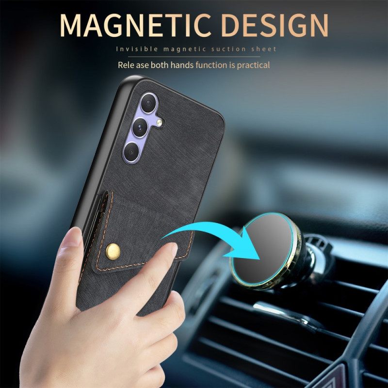 Hoesje Samsung Galaxy A17 4g / 5g Suède-look Met Kaarthouder En Draagkoord