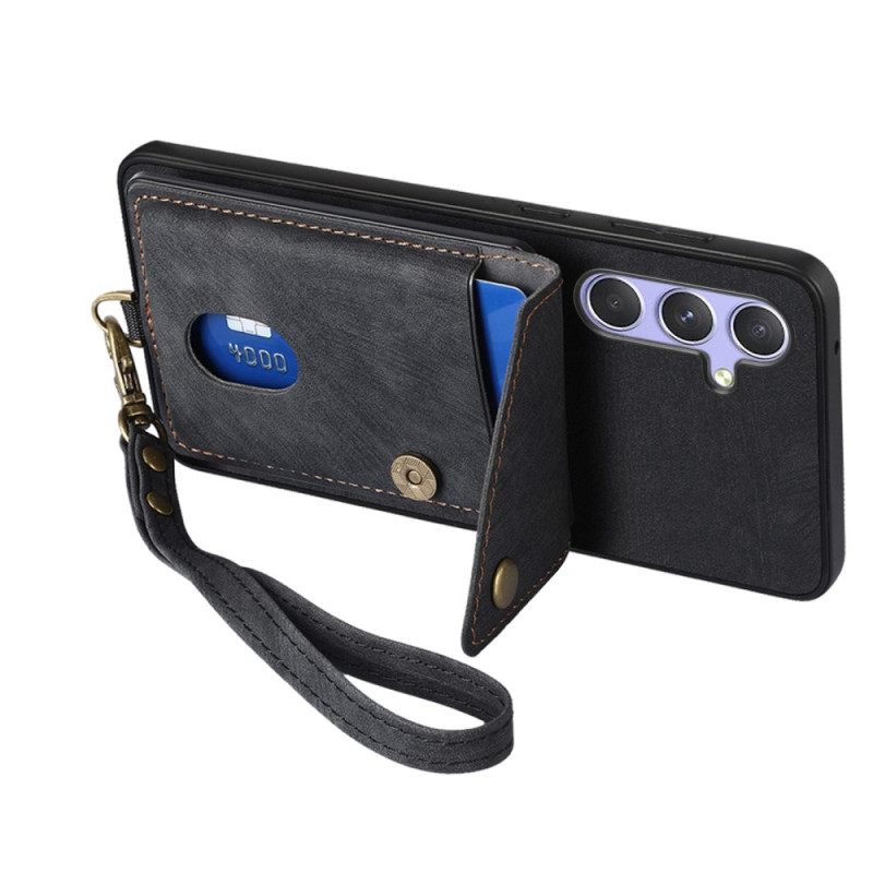 Hoesje Samsung Galaxy A17 4g / 5g Suède-look Met Kaarthouder En Draagkoord