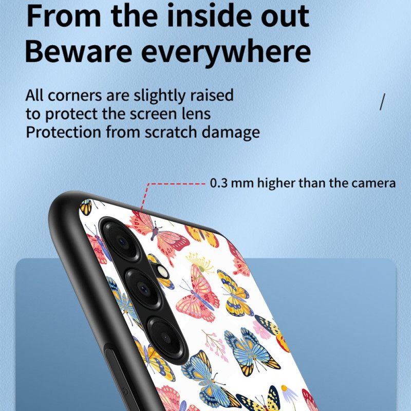Hoesje Samsung Galaxy A17 4g / 5g Vlinders Van Gehard Glas Bescherming Hoesje