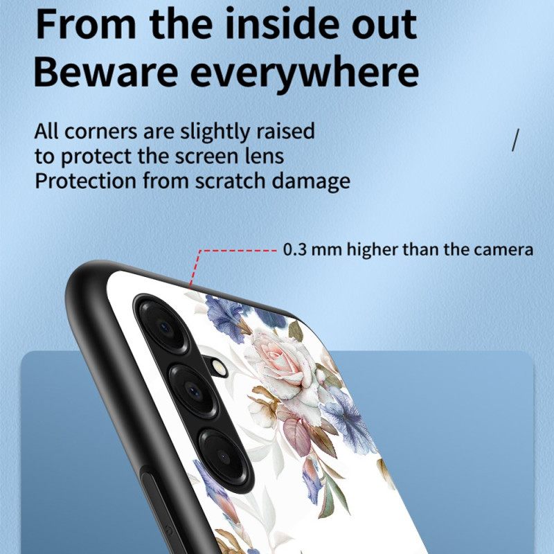 Hoesje Voor Samsung Galaxy A17 4g / 5g Bloemen Van Gehard Glas