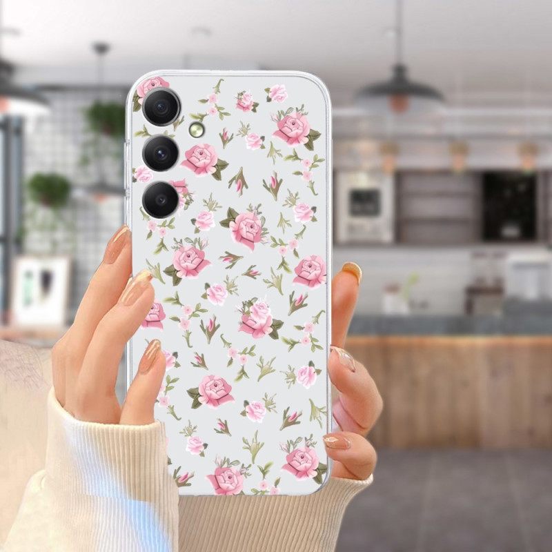 Hoesje Voor Samsung Galaxy A17 4g / 5g Roze Bloemenpatroon