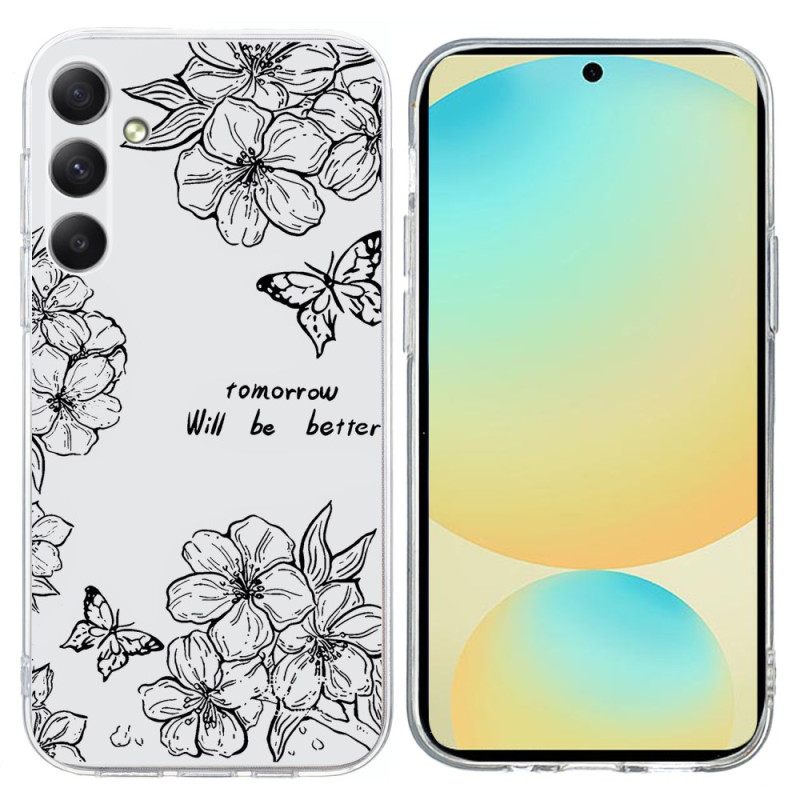 Hoesje Voor Samsung Galaxy A17 4g / 5g Vlinders En Witte Bloemen