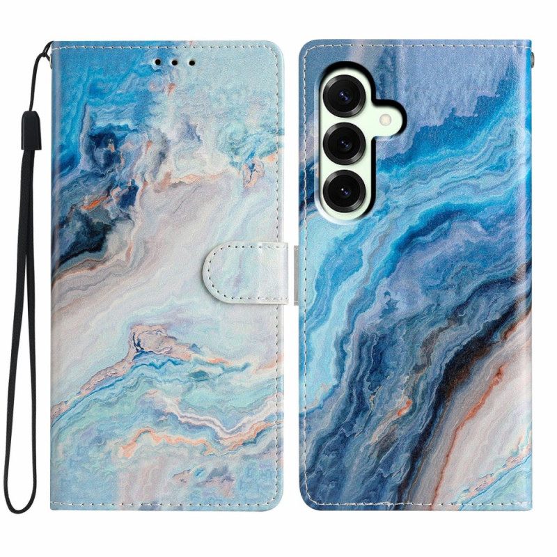 Leren Hoesje Samsung Galaxy A17 4g / 5g Blauw Marmer