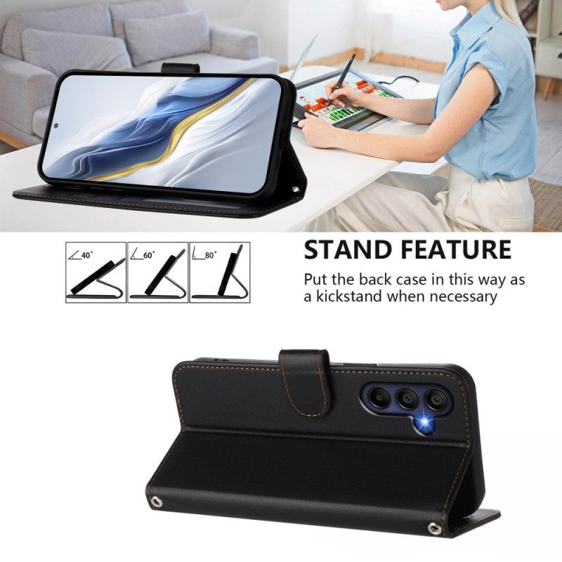 Leren Hoesje Samsung Galaxy A17 4g / 5g Eenvoudig Ontwerp Met Koord Bescherming Hoesje