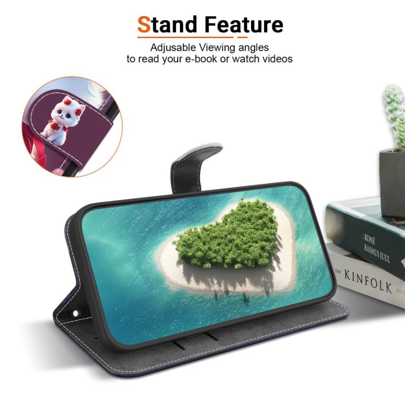 Leren Hoesje Samsung Galaxy A17 4g / 5g Kat Met Rozen Bescherming Hoesje