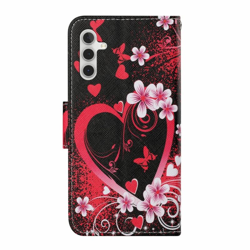 Leren Hoesje Samsung Galaxy A17 4g / 5g Rood Hart Bescherming Hoesje