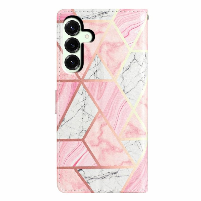 Leren Hoesje Samsung Galaxy A17 4g / 5g Roze Marmer Bescherming Hoesje