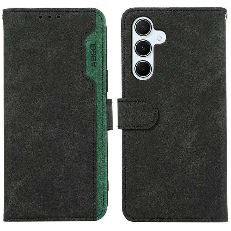 Leren Hoesje Samsung Galaxy A17 4g / 5g Tweekleurig Abeel Bescherming Hoesje