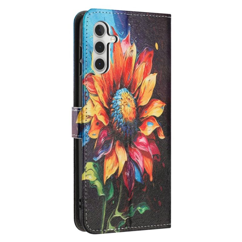 Leren Hoesje Samsung Galaxy A17 4g / 5g Zonnebloempatroon