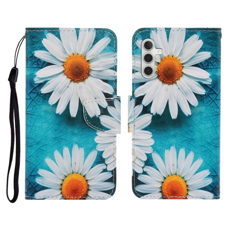 Leren Hoesje Voor Samsung Galaxy A17 4g / 5g Chrysanten