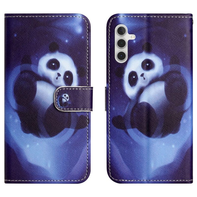 Leren Hoesje Voor Samsung Galaxy A17 4g / 5g Panda Space