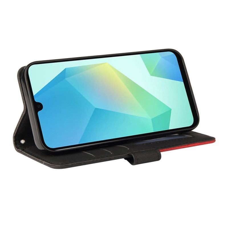 Leren Hoesje Voor Samsung Galaxy A17 4g / 5g Tweekleurig Rimpelpatroon