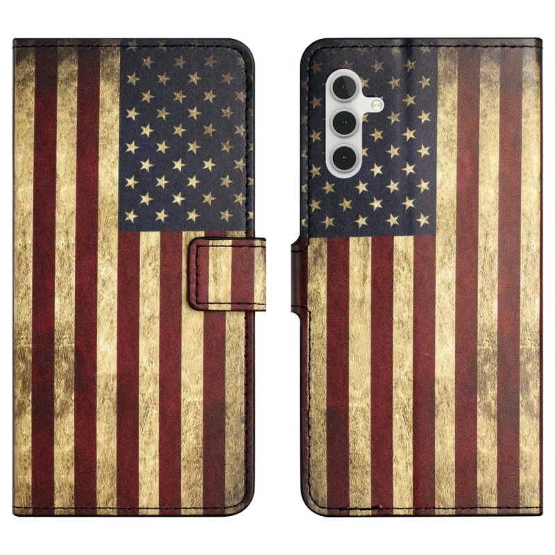 Leren Hoesje Voor Samsung Galaxy A17 4g / 5g Vintage Amerikaanse Vlag