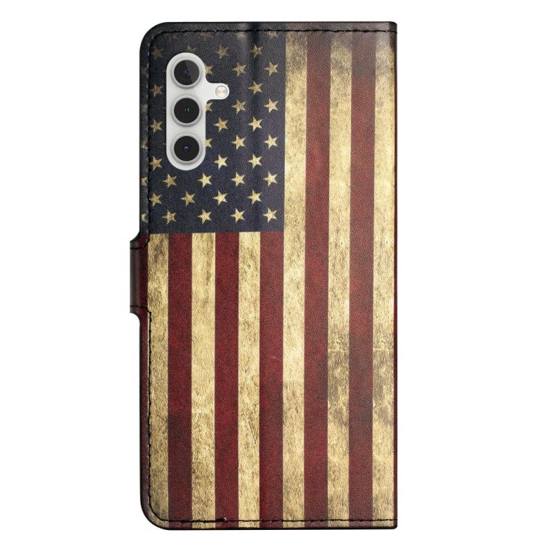 Leren Hoesje Voor Samsung Galaxy A17 4g / 5g Vintage Amerikaanse Vlag