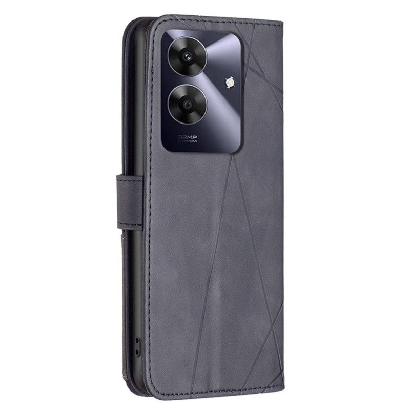 Flip Case Leren Realme Note 60 Geometrische Patronen Binfen-kleur