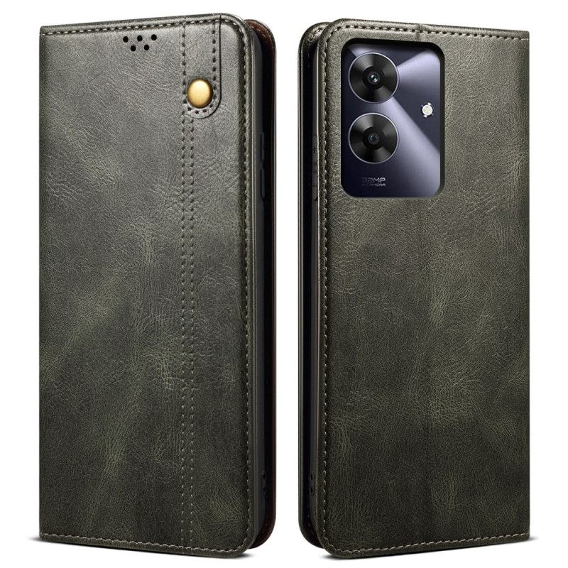 Folio-hoesje Realme Note 60 Telefoonhoesje Gewaxt Kunstleer