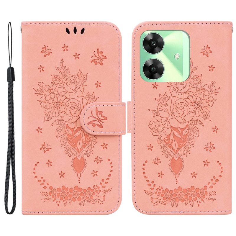 Leren Hoesje Realme Note 60 Roze Suède Effect Bescherming Hoesje