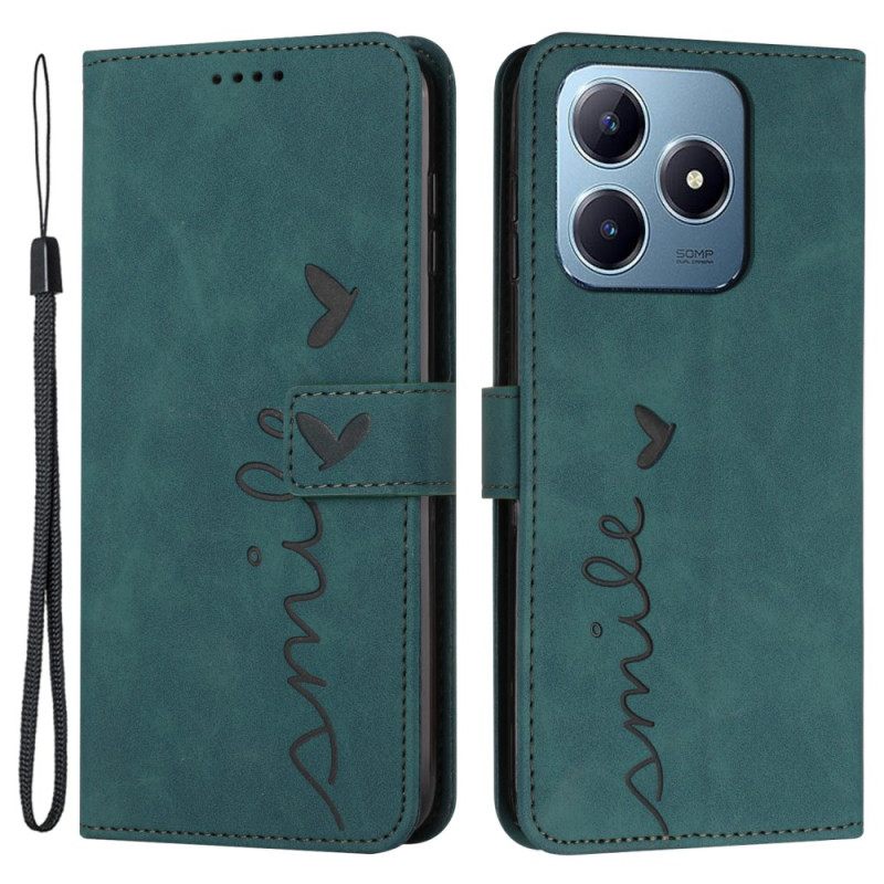 Leren Hoesje Realme Note 60 Smiley-bandje Bescherming Hoesje