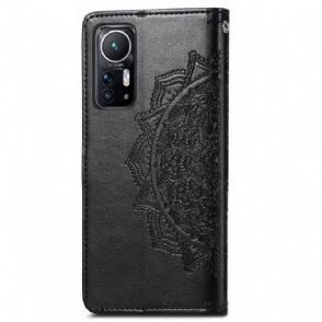 Folio-hoesje voor Xiaomi 12 Anti-fall Mandala Van Kunstleer Met Reliëf