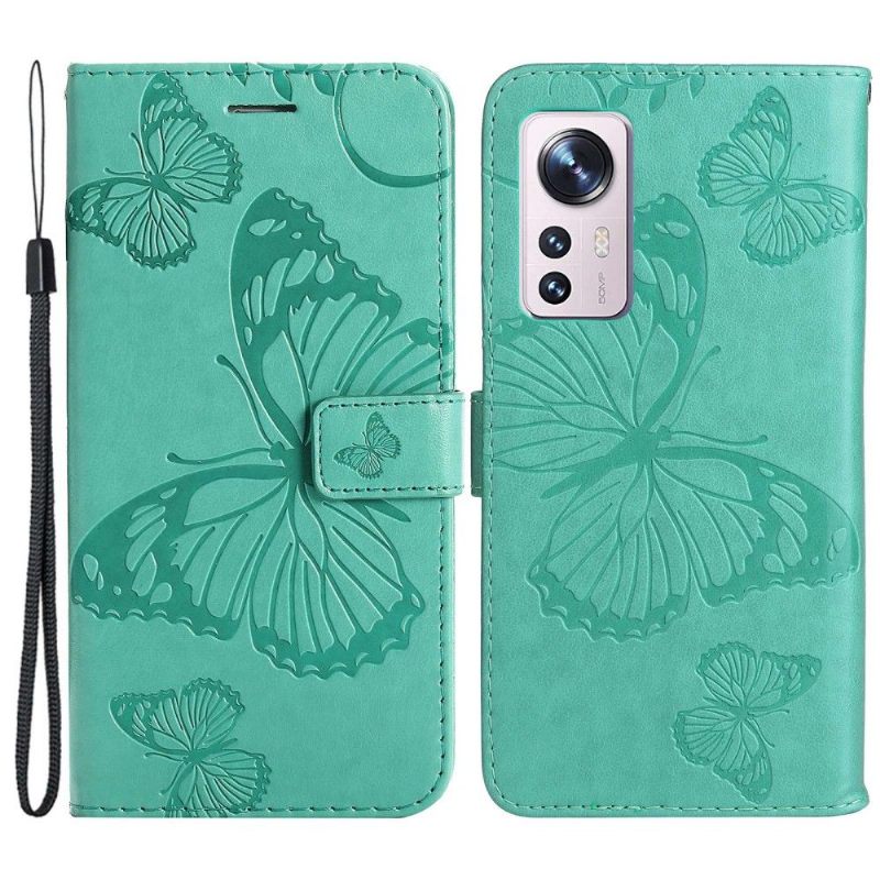 Folio-hoesje voor Xiaomi 12 Ondersteuningsfunctie Vlinders