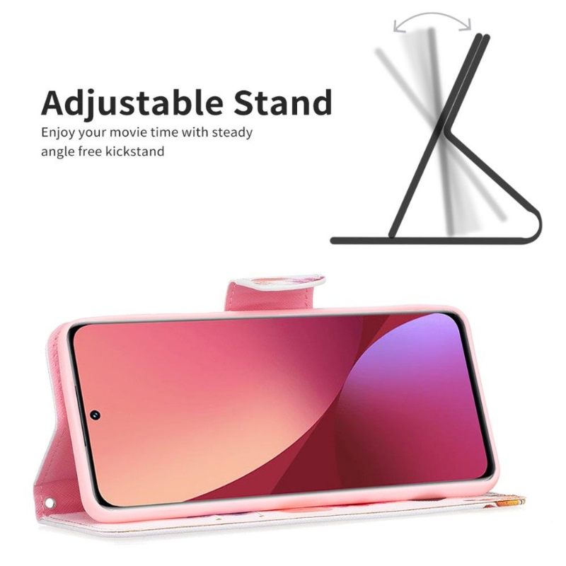 Folio-hoesje voor Xiaomi 12 Vlinders En Kleurrijke Bloemen