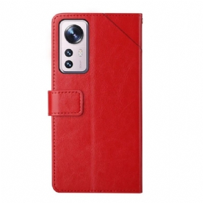 Folio-hoesje voor Xiaomi 12 Y-lijnen Leereffect