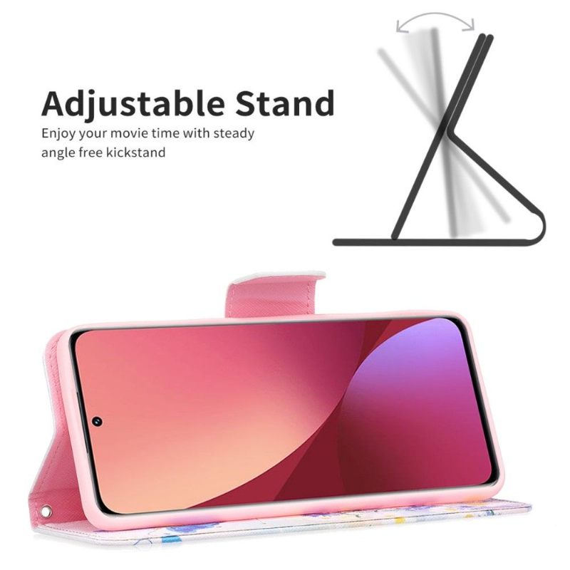 Leren Hoesje voor Xiaomi 12 Bescherming Vlinder En Madeliefjes