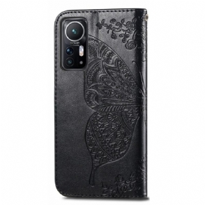 Leren Hoesje voor Xiaomi 12 Reliëfvlinder