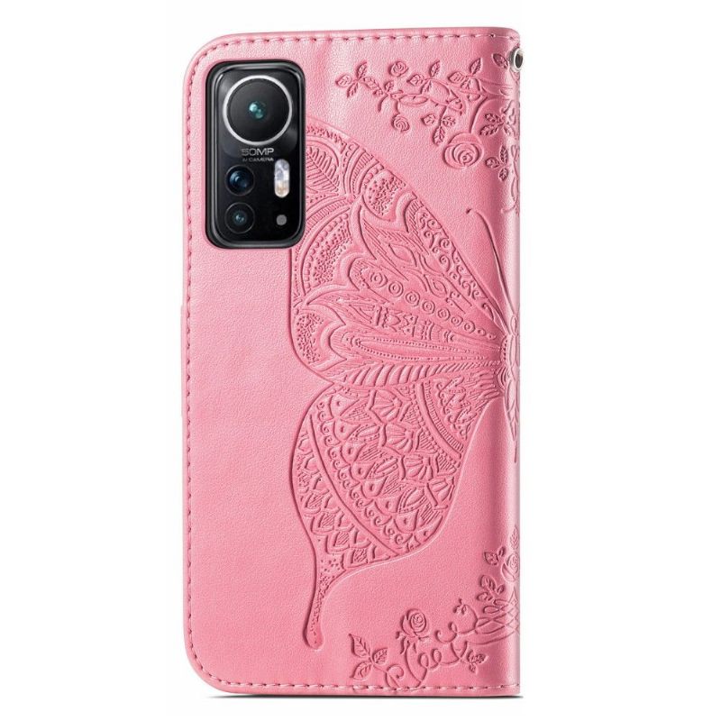 Leren Hoesje voor Xiaomi 12 Reliëfvlinder