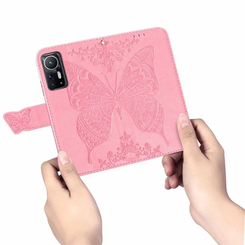 Leren Hoesje voor Xiaomi 12 Reliëfvlinder