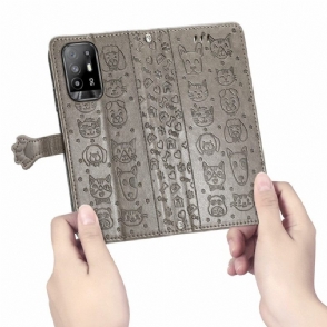 Flip Case voor Oppo A94 5G Ledereffect Met Dierenreliëf