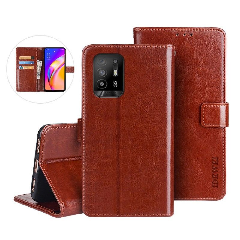 Folio-hoesje voor Oppo A94 5G Idewei Folio Ledereffect