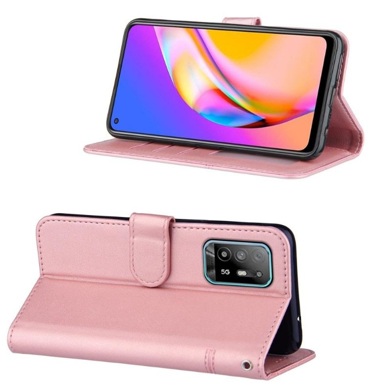 Folio-hoesje voor Oppo A94 5G Lijnen Met Leereffect