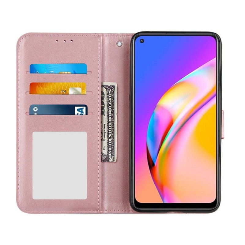 Folio-hoesje voor Oppo A94 5G Lijnen Met Leereffect