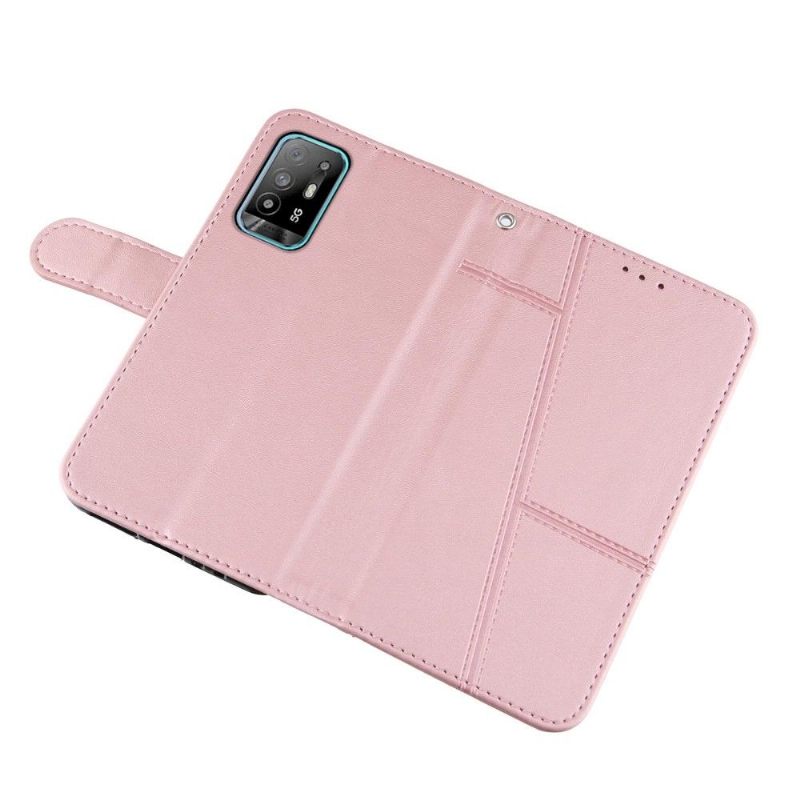 Folio-hoesje voor Oppo A94 5G Lijnen Met Leereffect