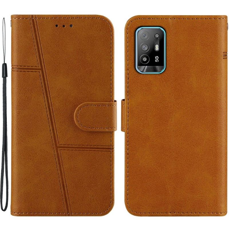 Folio-hoesje voor Oppo A94 5G Lijnen Met Leereffect