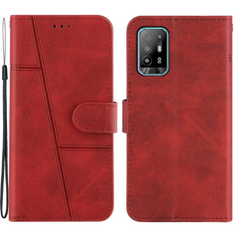 Folio-hoesje voor Oppo A94 5G Lijnen Met Leereffect