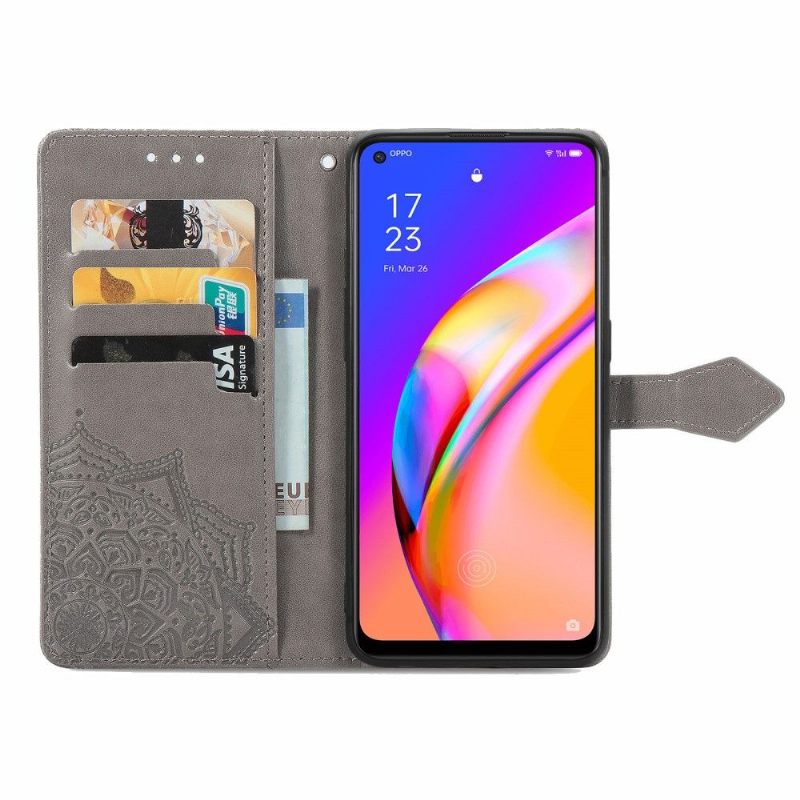 Folio-hoesje voor Oppo A94 5G Mandala-reliëf In Kunstleer