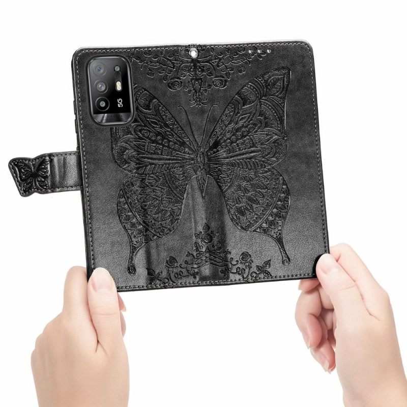 Folio-hoesje voor Oppo A94 5G Vlinder Met Reliëf