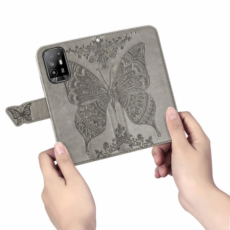 Folio-hoesje voor Oppo A94 5G Vlinder Met Reliëf