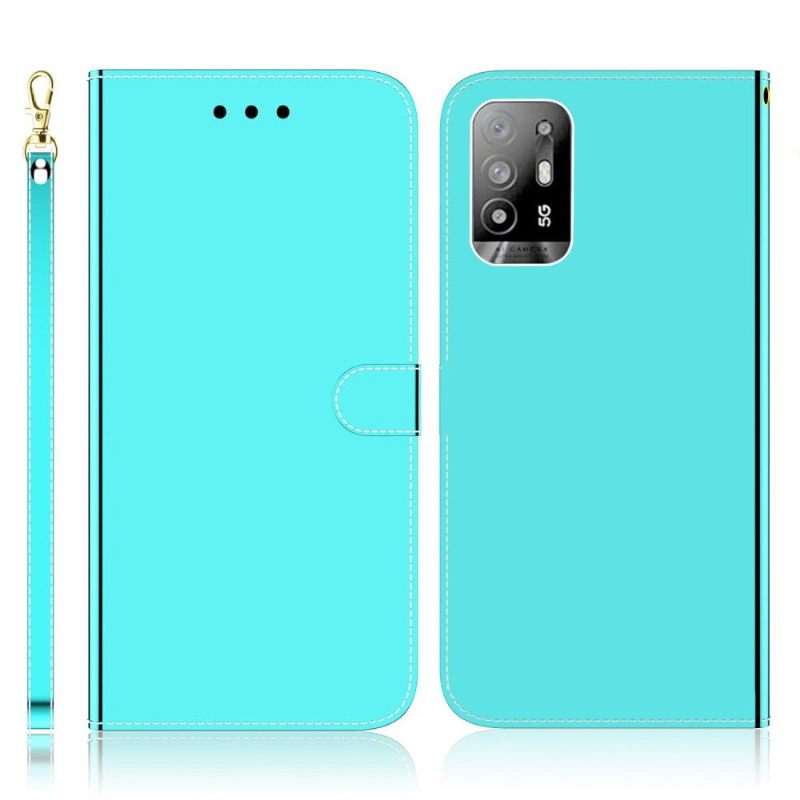 Leren Hoesje voor Oppo A94 5G Bescherming Spiegeleffect Van Kunstleer