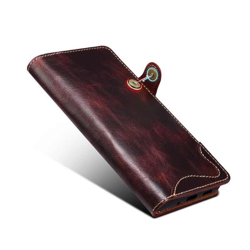 Folio-hoesje voor Samsung Galaxy S20 Plus Zichtbare Naden Van Echt Leer